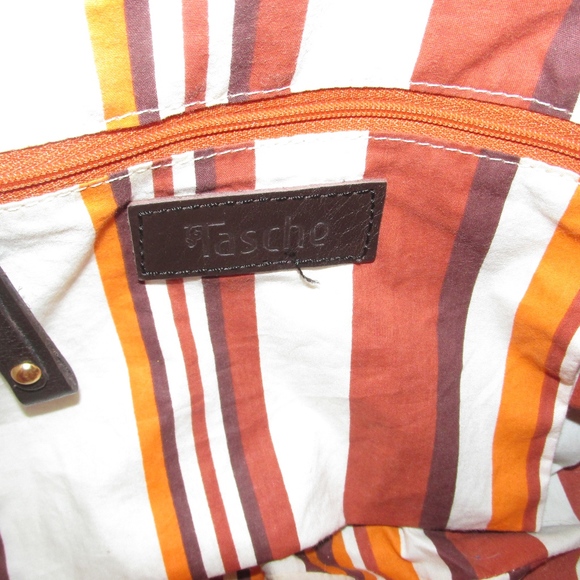 Tasche Orange Distressed Leather Brown Stud Hobo - Picture 8 of 8